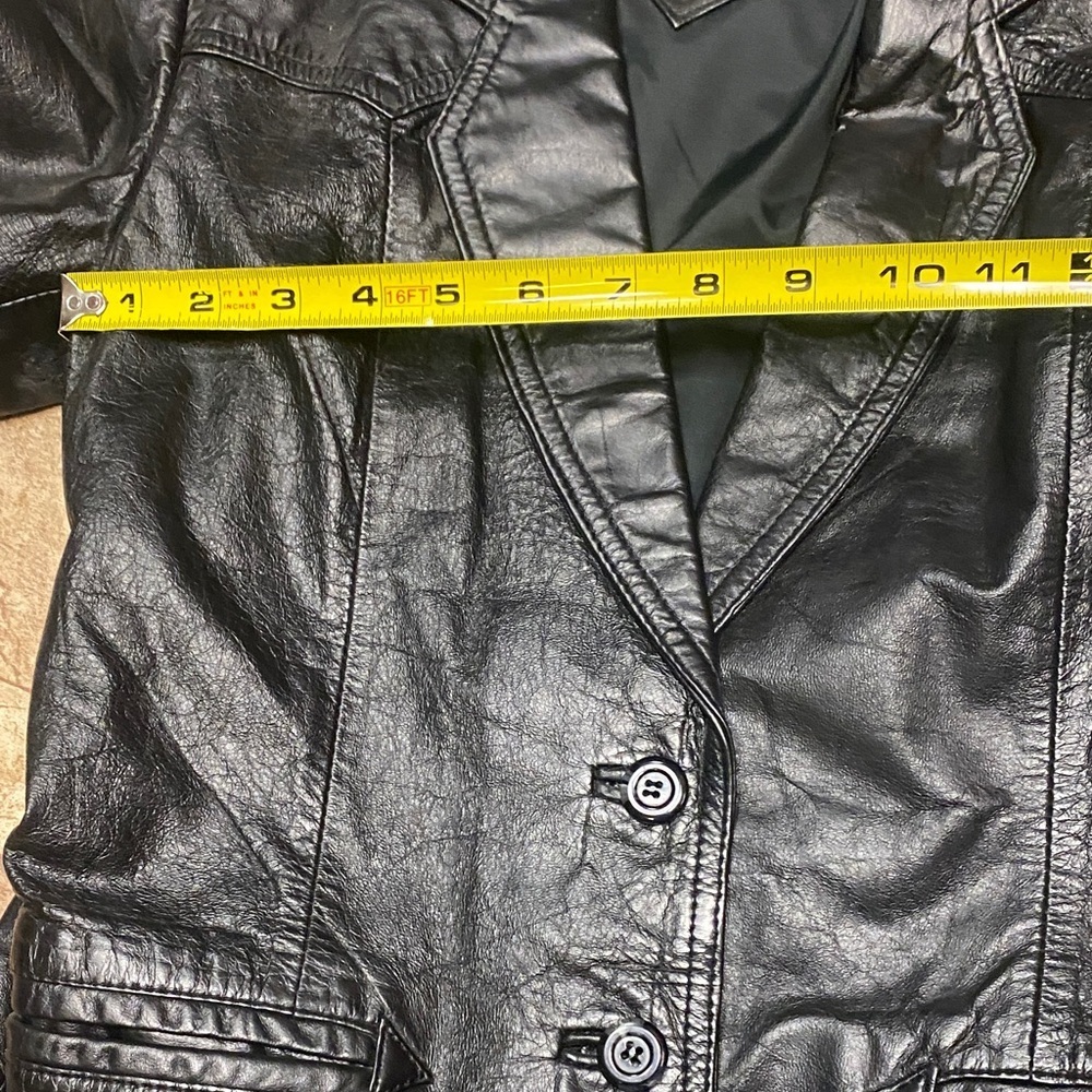 Women's  Black Leather Jacket Quiet Luxury Outdoor XS/XXS Classic Timeless - Picture 6 of 10